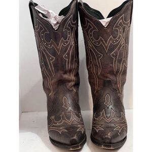 Cowboy Womens Boots Size 8.5 M 8 1/2 Brown Cowgirl Western Studded  Leather